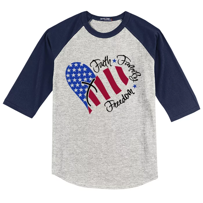 Faith Family Freedom USA Heart Kids Colorblock Raglan Jersey