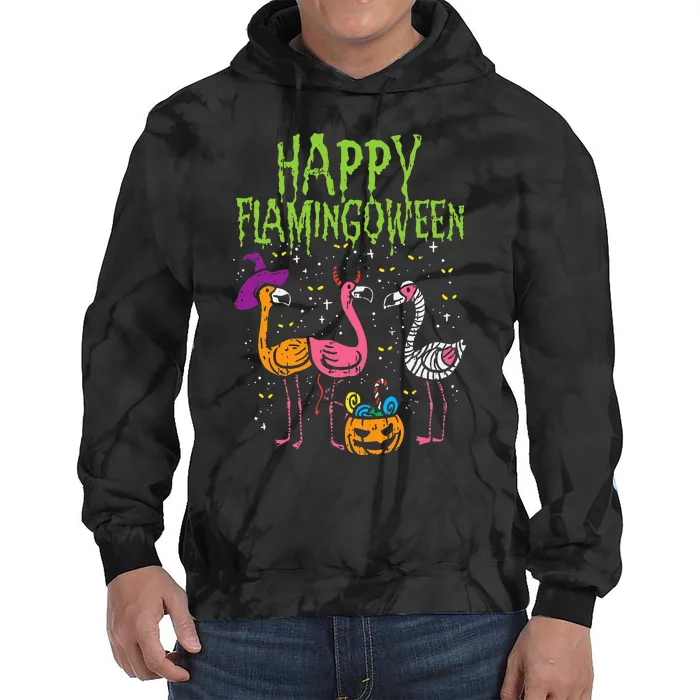 Flamingoween Fright Fest Hilarious Halloween Costume Tie Dye Hoodie