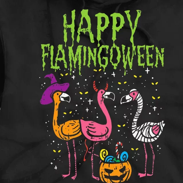 Flamingoween Fright Fest Hilarious Halloween Costume Tie Dye Hoodie