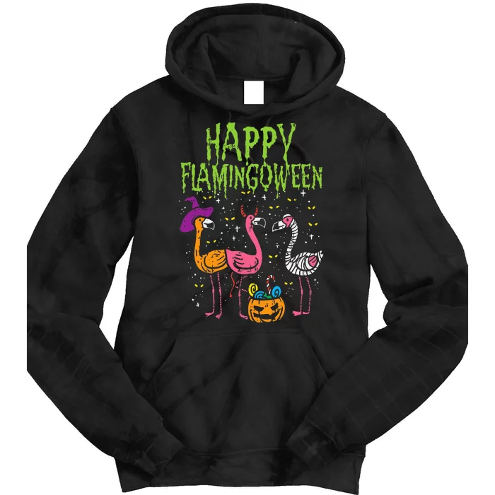 Flamingoween Fright Fest Hilarious Halloween Costume Tie Dye Hoodie