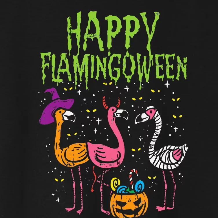 Flamingoween Fright Fest Hilarious Halloween Costume Women's Crop Top Tee