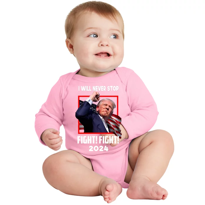 Fight Fighting Fighters Supporters Americans Donald Trump 2024 Baby Long Sleeve Bodysuit