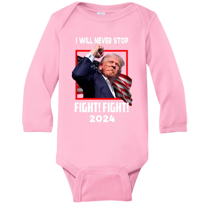 Fight Fighting Fighters Supporters Americans Donald Trump 2024 Baby Long Sleeve Bodysuit