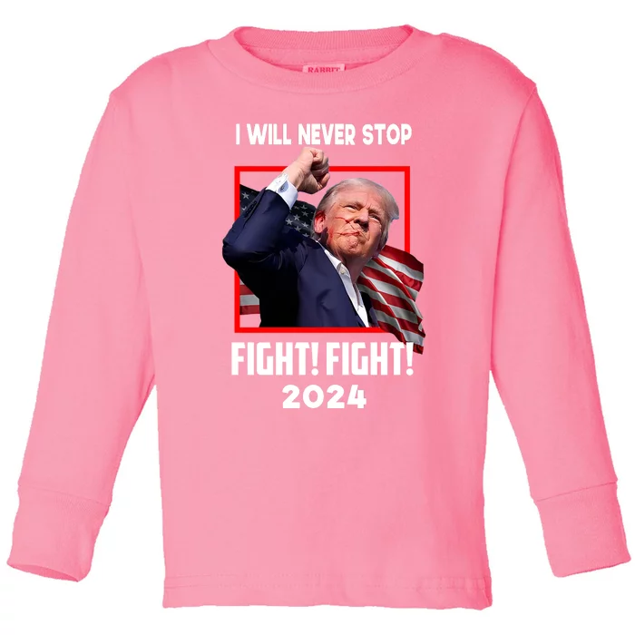 Fight Fighting Fighters Supporters Americans Donald Trump 2024 Toddler Long Sleeve Shirt