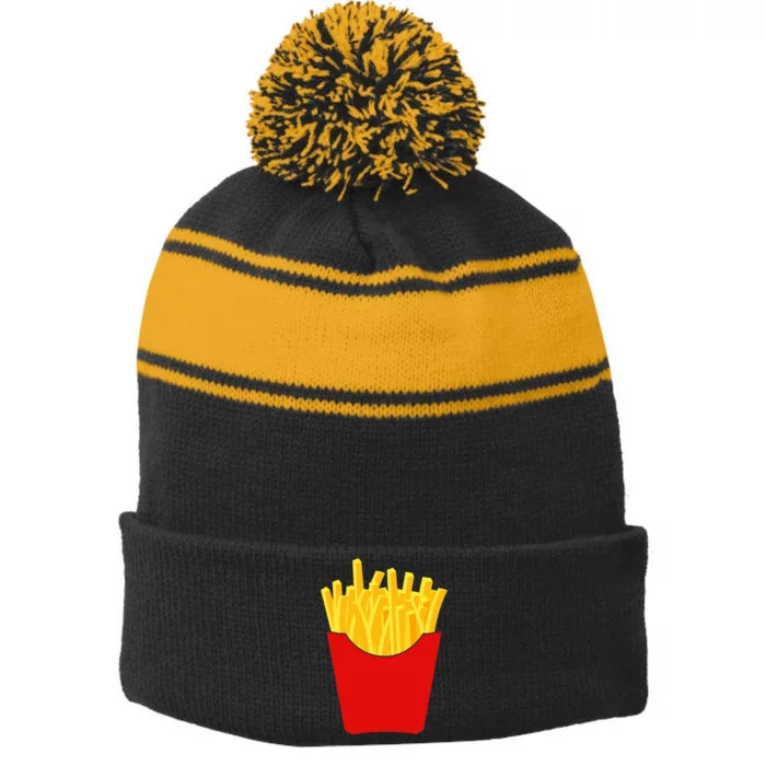 French Fries  French Fry Costume Stripe Pom Pom Beanie