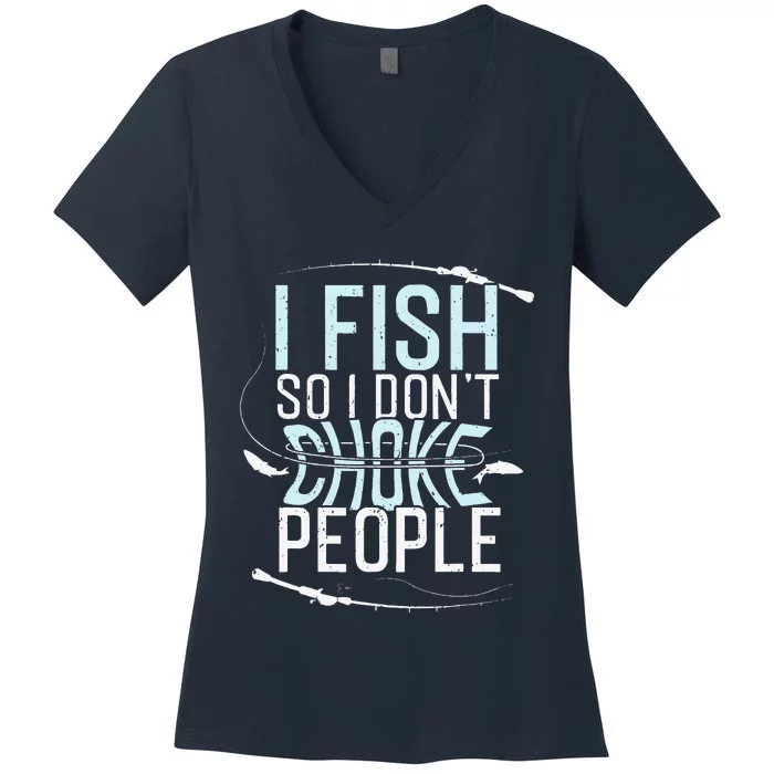 Fishing , Funny Fishing Tee, Fishing Lover Women's V-Neck T-Shirt