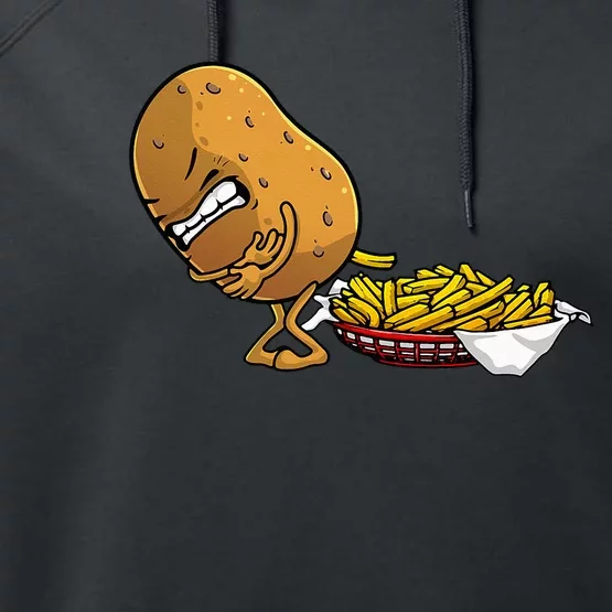 Funny French Fries Designs For  Potato Food Eaters Performance Fleece Hoodie