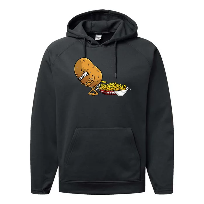 Funny French Fries Designs For  Potato Food Eaters Performance Fleece Hoodie