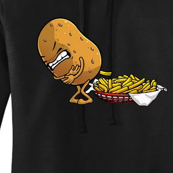 Funny French Fries Designs For  Potato Food Eaters Women's Pullover Hoodie