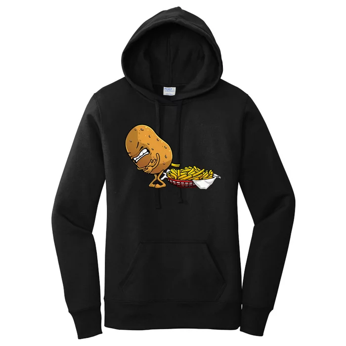 Funny French Fries Designs For  Potato Food Eaters Women's Pullover Hoodie