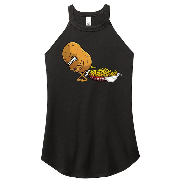 Funny French Fries Designs For  Potato Food Eaters Women’s Perfect Tri Rocker Tank