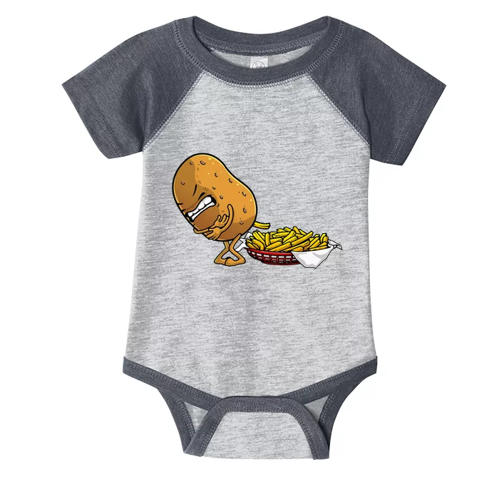 Funny French Fries Designs For  Potato Food Eaters Infant Baby Jersey Bodysuit