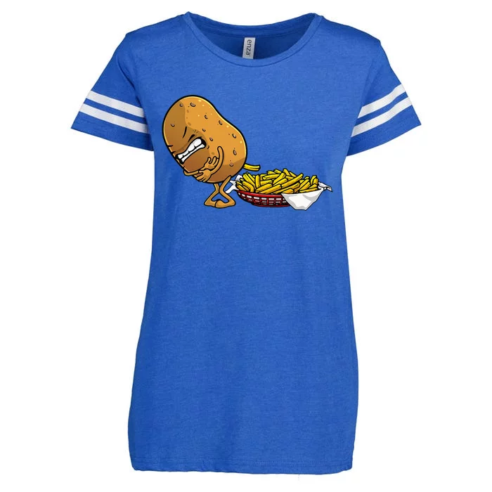 Funny French Fries Designs For  Potato Food Eaters Enza Ladies Jersey Football T-Shirt