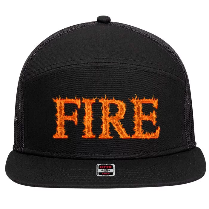 Flaming Fire 7 Panel Mesh Trucker Snapback Hat