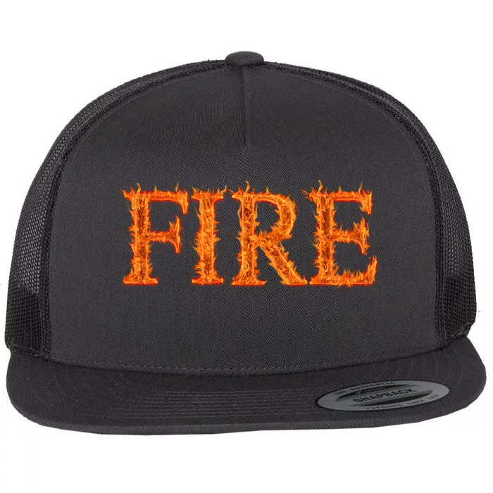 Flaming Fire Flat Bill Trucker Hat