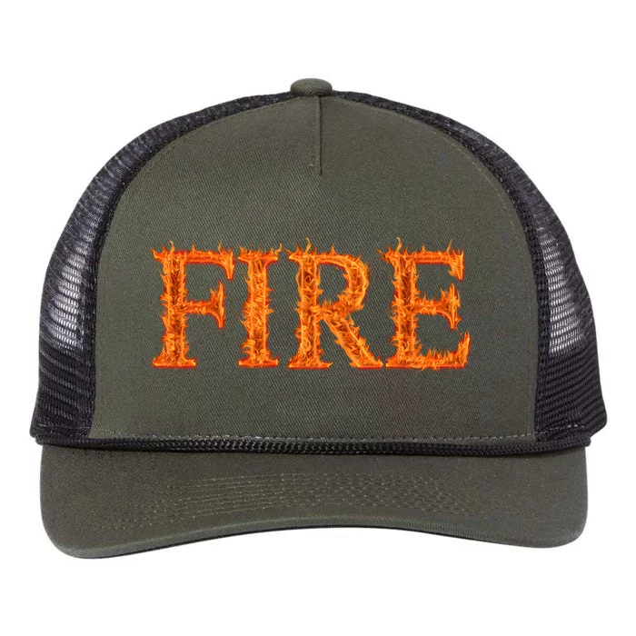 Flaming Fire Retro Rope Trucker Hat Cap