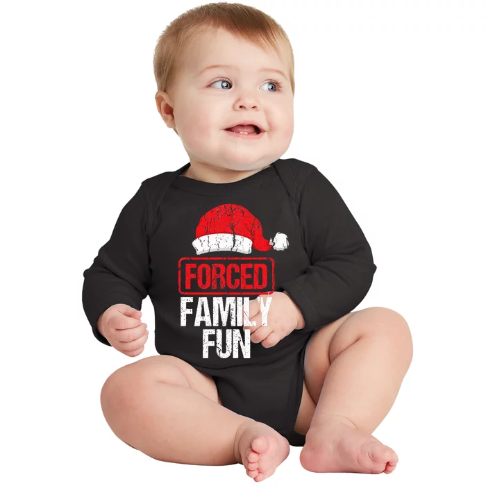 Forced Family Fun Winter Holidays Funny Christmas Gift Baby Long Sleeve Bodysuit