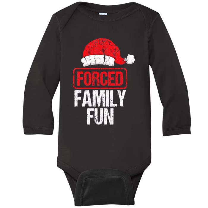 Forced Family Fun Winter Holidays Funny Christmas Gift Baby Long Sleeve Bodysuit