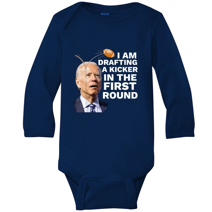 Funny Fantasy Football Confused Drafting Kicker Draft Party Gift Baby Long Sleeve Bodysuit