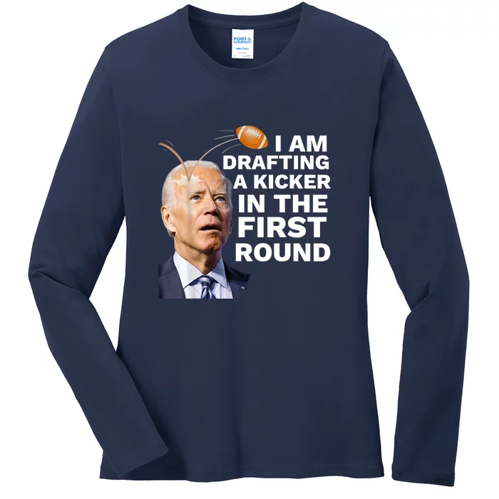 Funny Fantasy Football Confused Drafting Kicker Draft Party Gift Ladies Long Sleeve Shirt