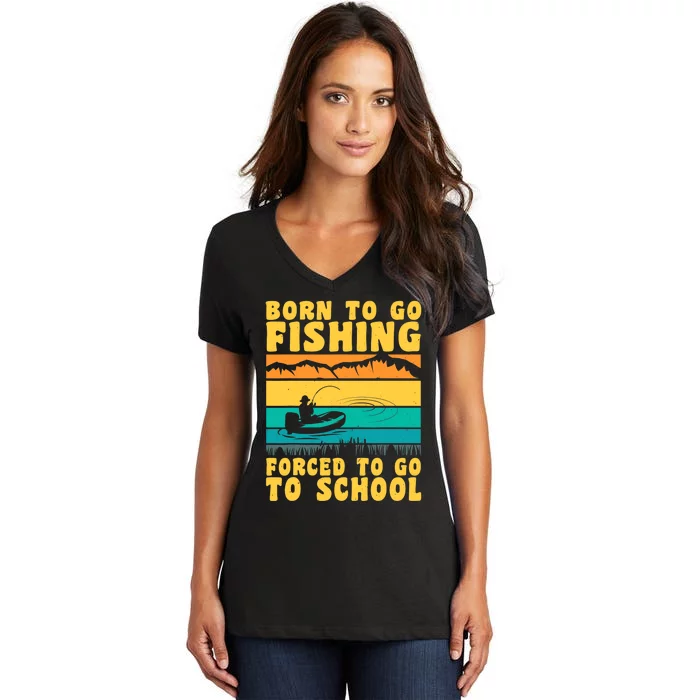 Funny Fisherman Fishing Rod Fishing Lovers Women's V-Neck T-Shirt