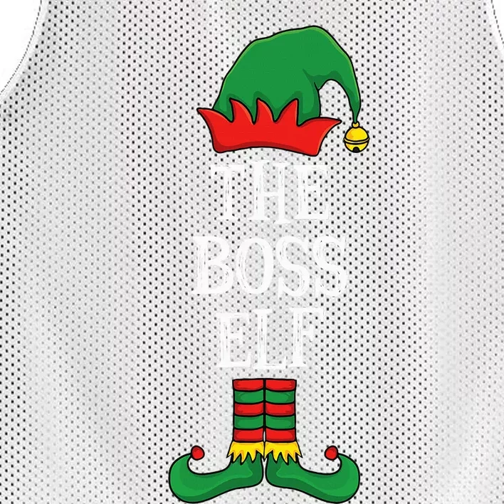 Festive Family Fun Hilarious Xmas Boss Elf Group Costume Mesh Reversible Basketball Jersey Tank