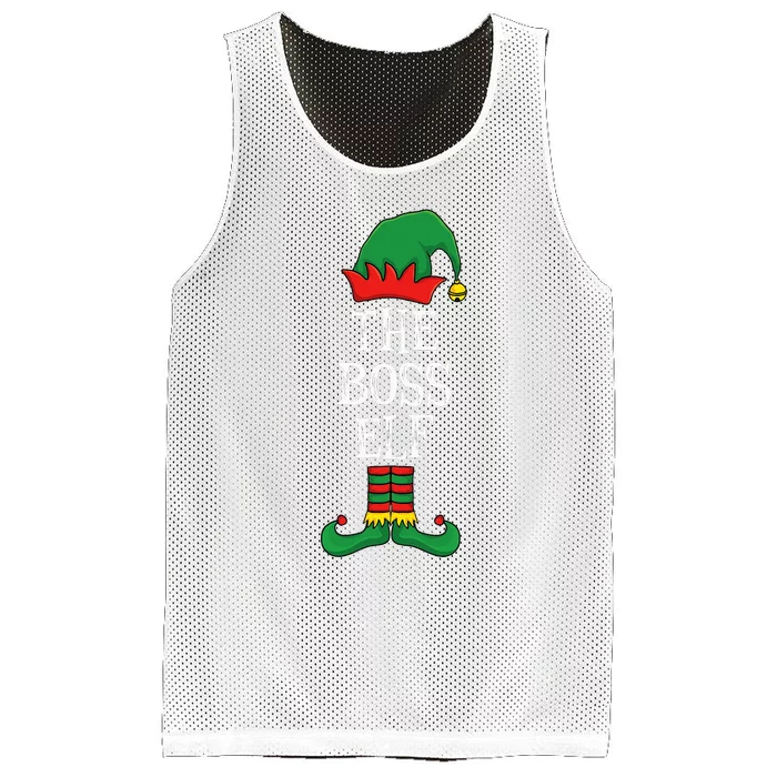 Festive Family Fun Hilarious Xmas Boss Elf Group Costume Mesh Reversible Basketball Jersey Tank