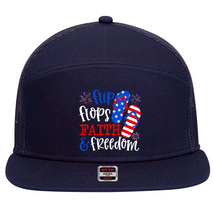 Flip Flops Faith And Freedom 7 Panel Mesh Trucker Snapback Hat