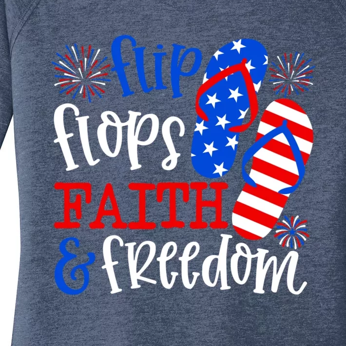 Flip Flops Faith And Freedom Women's Perfect Tri Tunic Long Sleeve Shirt