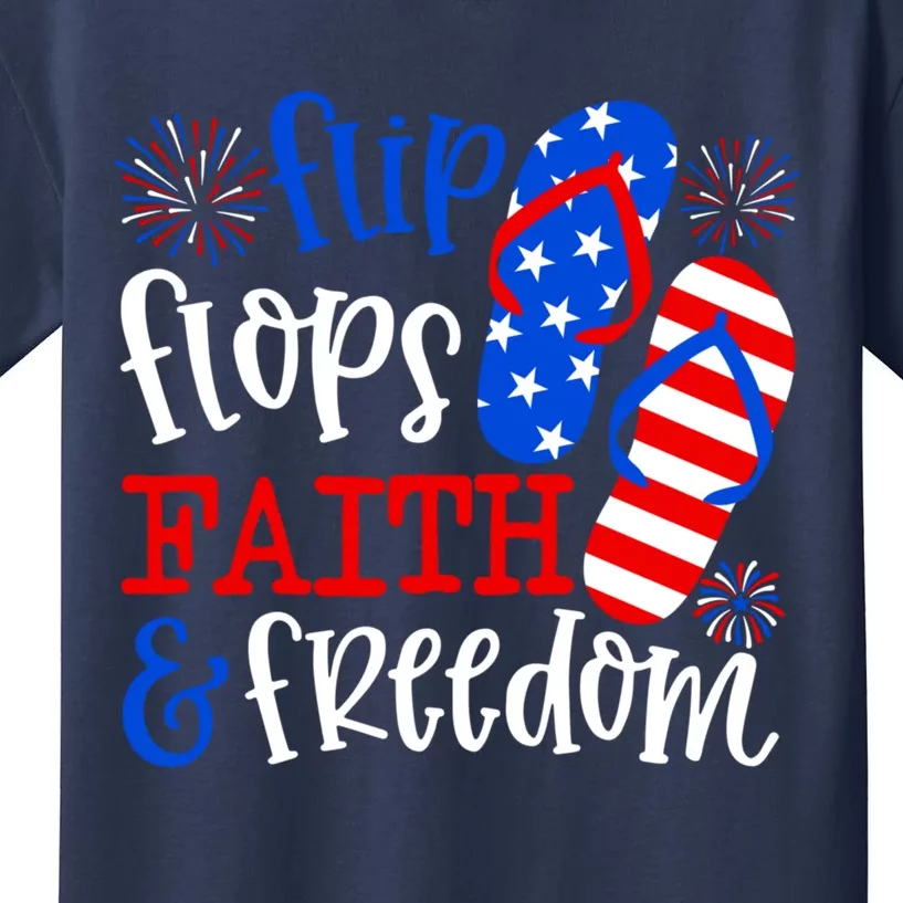 Flip Flops Faith And Freedom Kids T-Shirt