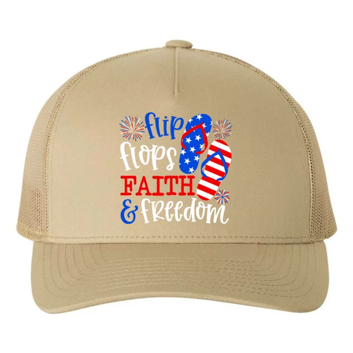 Flip Flops Faith And Freedom Yupoong Adult 5-Panel Trucker Hat