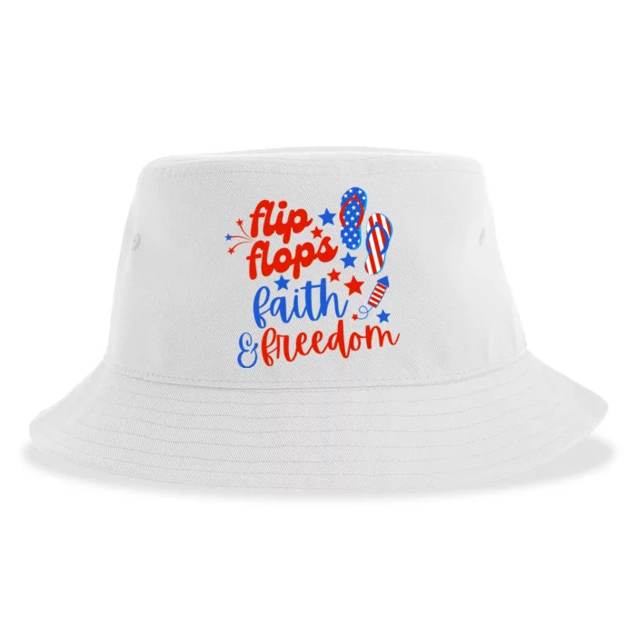 Flip Flops Faith And Freedom Sustainable Bucket Hat