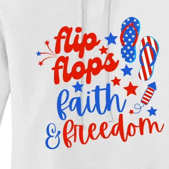 Flip Flops Faith And Freedom Women's Pullover Hoodie