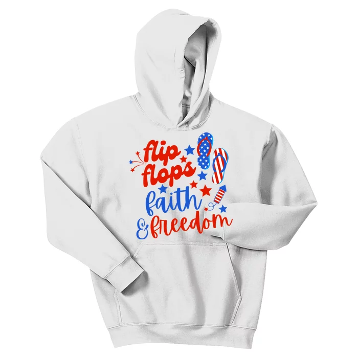 Flip Flops Faith And Freedom Kids Hoodie