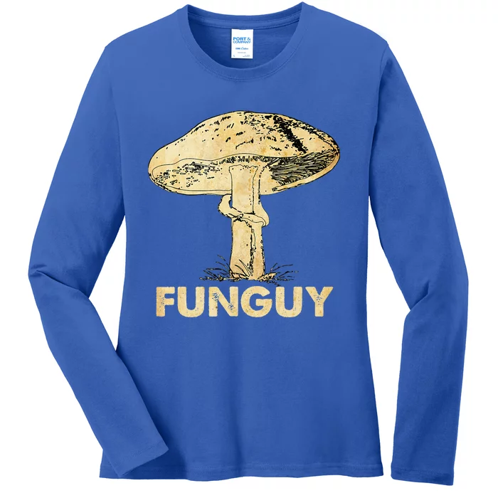 Funguy Funny Fungi Fungus Mushroom Funny Guy Vintage Ladies Long Sleeve Shirt