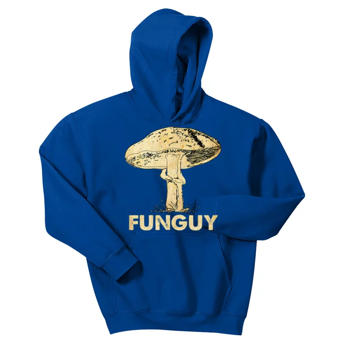 Funguy Funny Fungi Fungus Mushroom Funny Guy Vintage Kids Hoodie