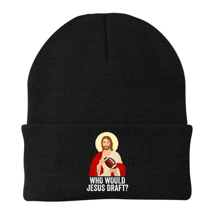 Funny Fantasy Football Who Would Jesus Draft Funny FFL Draft Funny Christians Knit Cap Winter Beanie