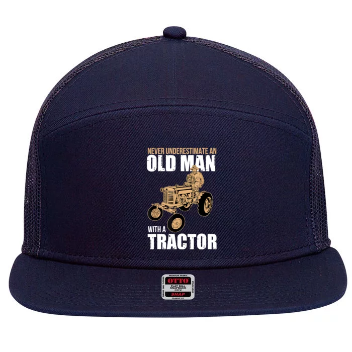 Funny Farmer Farm Tractor Farming Truck Lovers Humor 7 Panel Mesh Trucker Snapback Hat