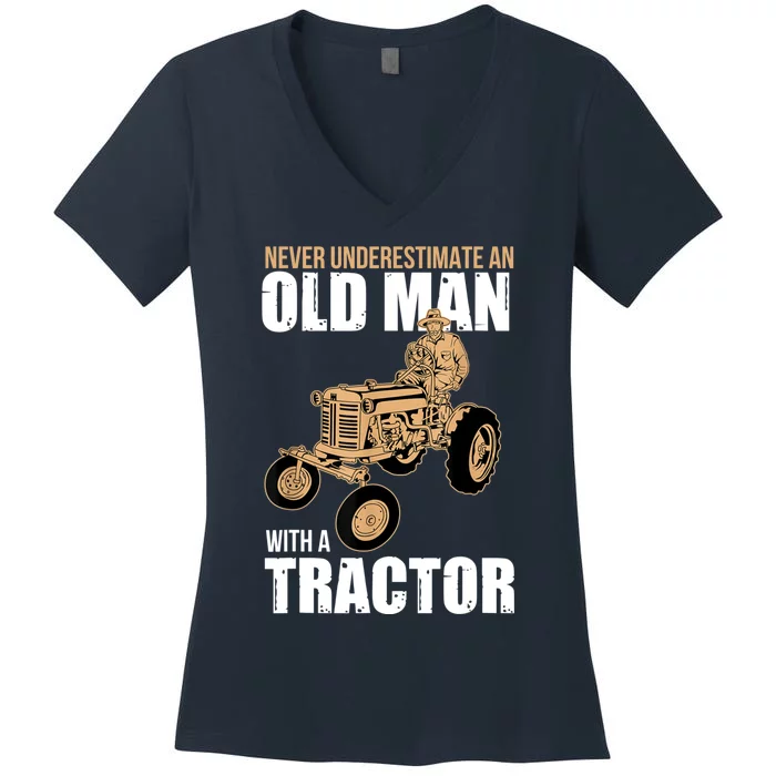 Funny Farmer Farm Tractor Farming Truck Lovers Humor Women's V-Neck T-Shirt