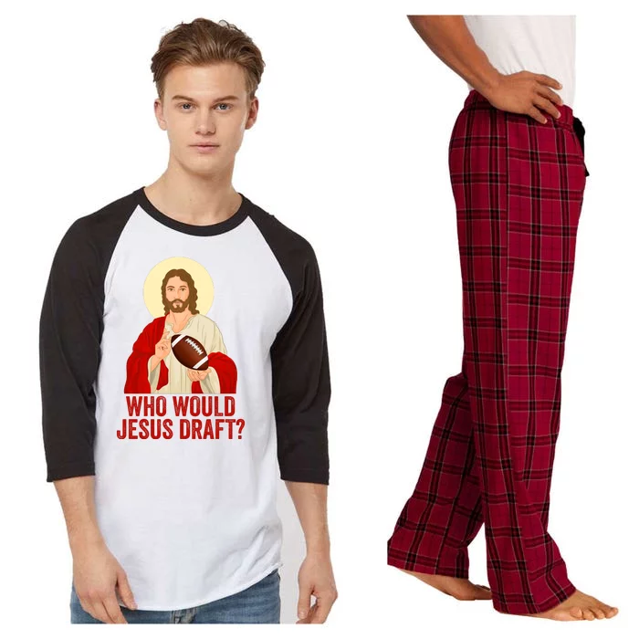 Funny Fantasy Football Who Would Jesus Draft Funny Christians Funny FFL Draft Raglan Sleeve Pajama Set