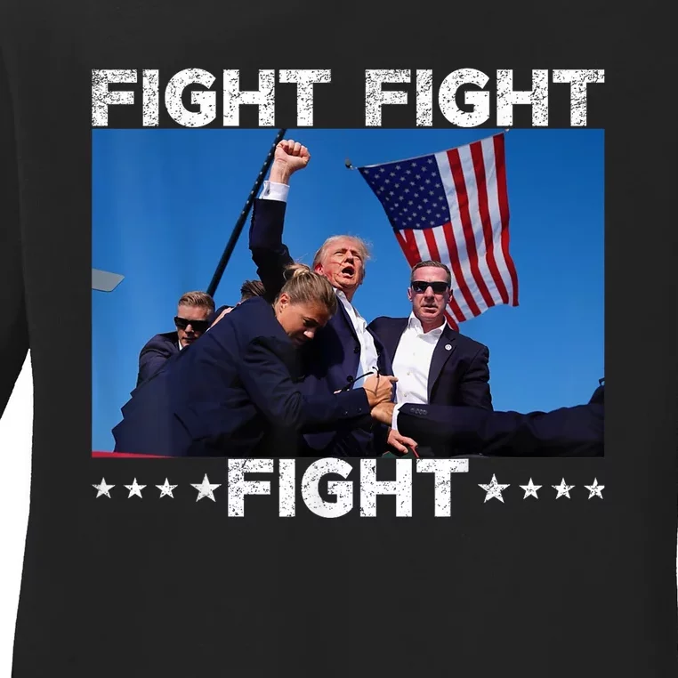 Fight Fight Fight Trump 2024 Vote Trump Gift Ladies Long Sleeve Shirt