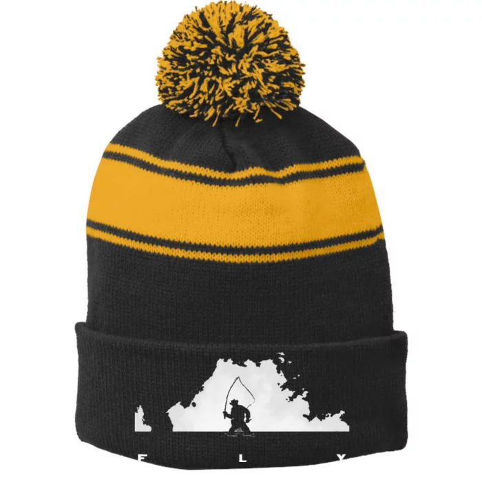 Fly Fishing Stripe Pom Pom Beanie