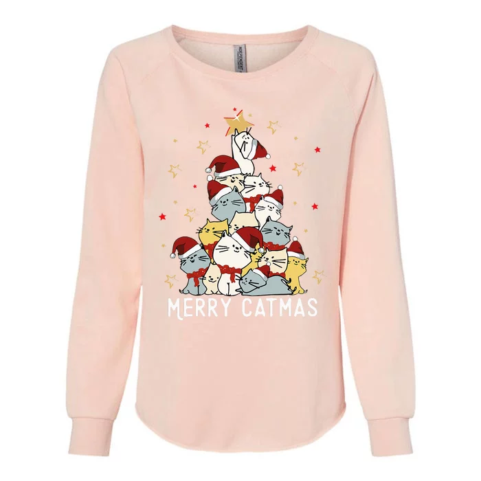 Festive Feline Fun Adorable Christmas Tree Kitty for Cat Lovers Womens California Wash Sweatshirt