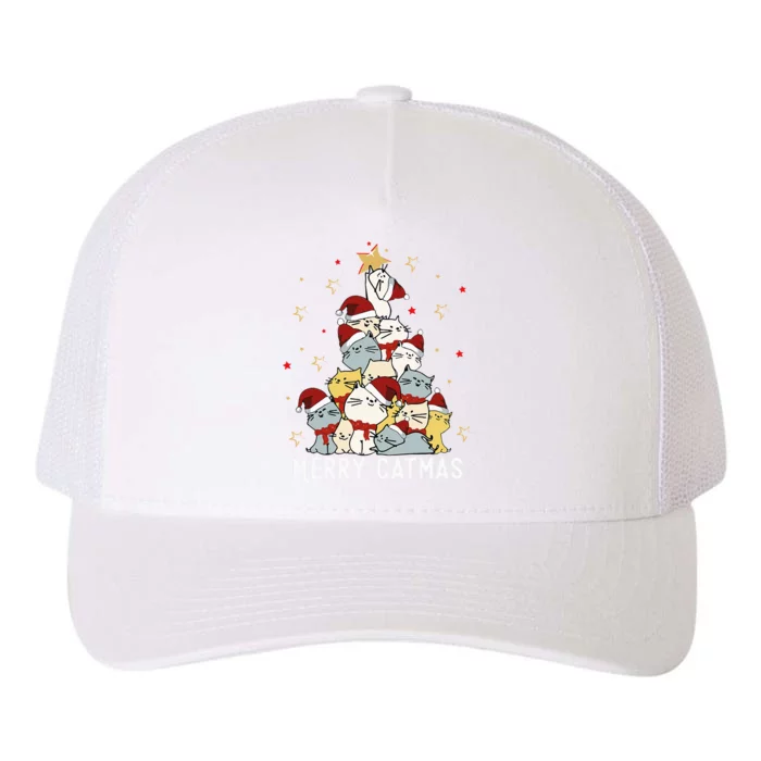 Festive Feline Fun Adorable Christmas Tree Kitty for Cat Lovers Yupoong Adult 5-Panel Trucker Hat