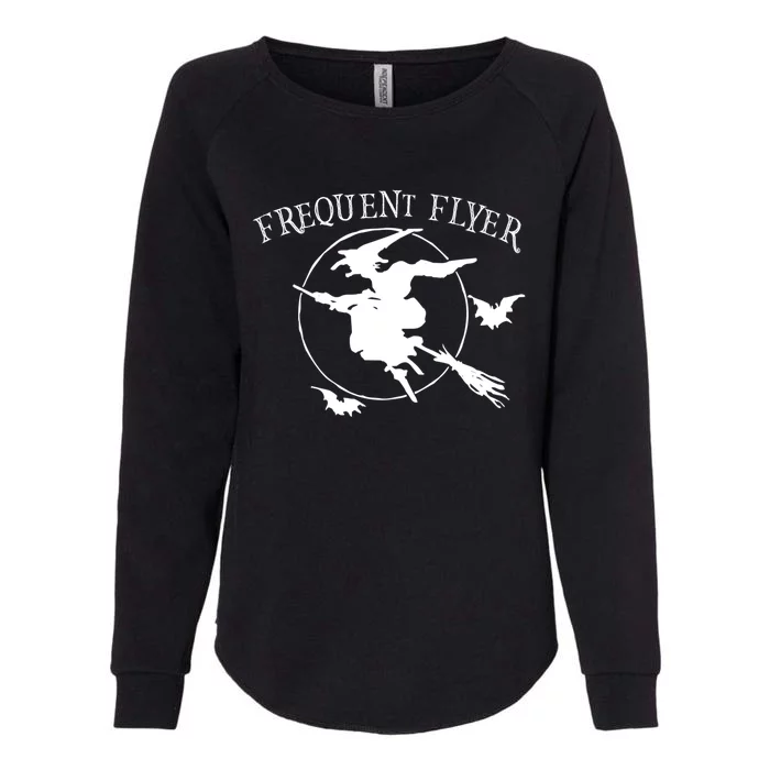 Frequent Flyer Funny Halloween Creepy Bad Witch Broom Moon Gift Womens California Wash Sweatshirt