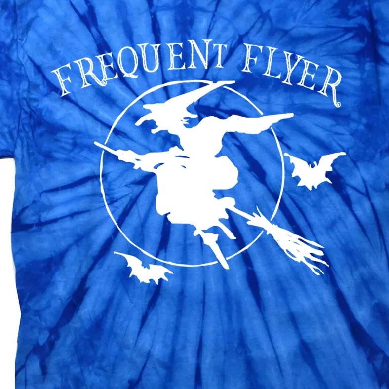 Frequent Flyer Funny Halloween Creepy Bad Witch Broom Moon Gift Tie-Dye T-Shirt