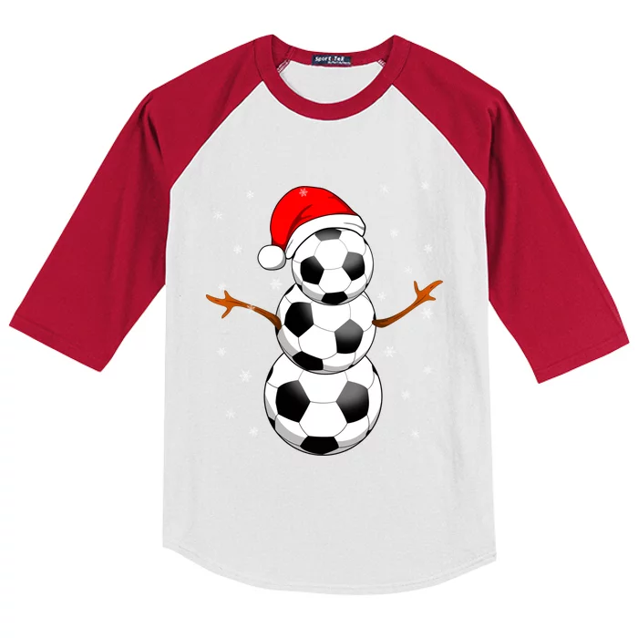 Funny Football Funny Gift For Boys Girls Christmas Snow Soccer Gift Kids Colorblock Raglan Jersey