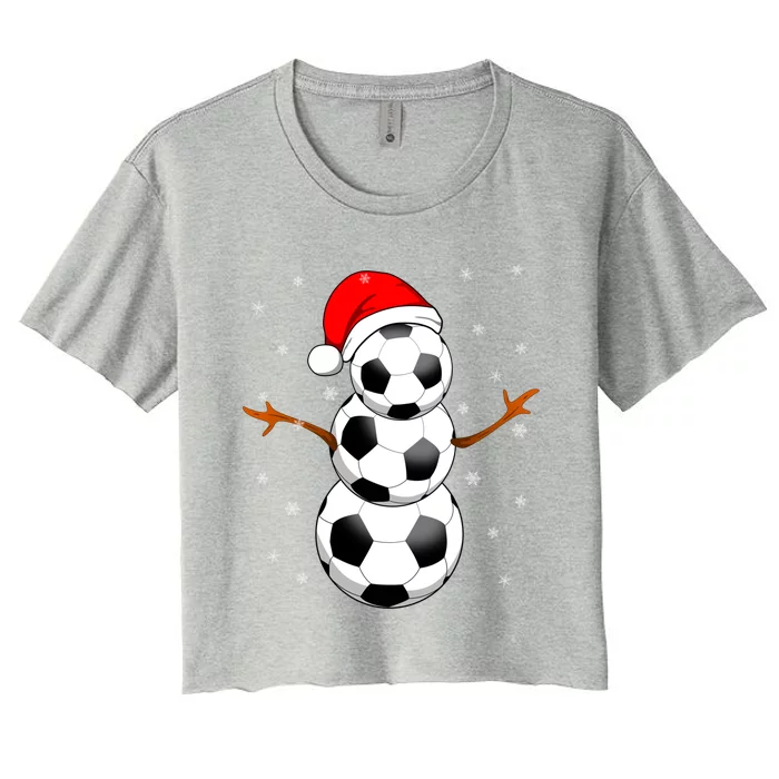 Funny Football Funny Gift For Boys Girls Christmas Snow Soccer Gift Women's Crop Top Tee