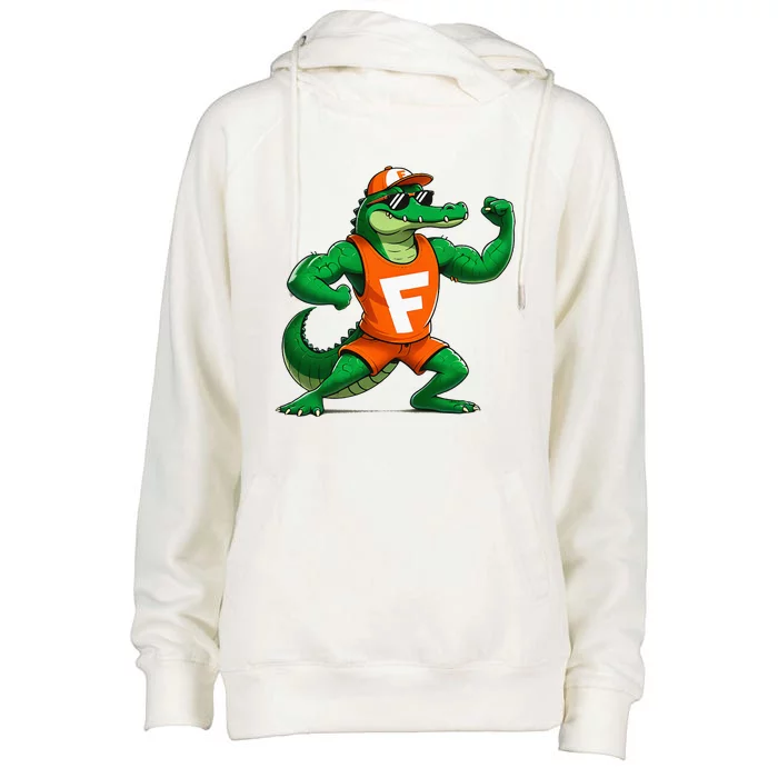 Florida Fun Fear The Chomp Gator Sport Womens Funnel Neck Pullover Hood