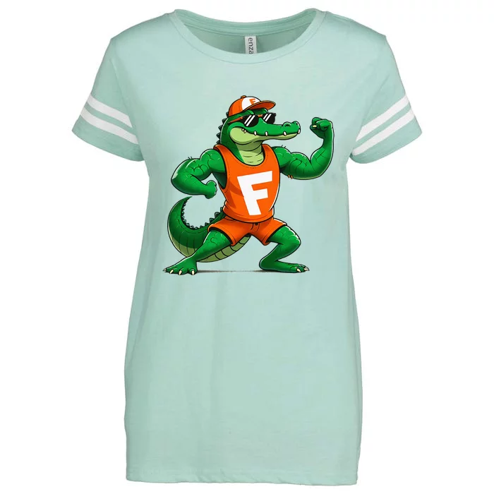 Florida Fun Fear The Chomp Gator Sport Enza Ladies Jersey Football T-Shirt